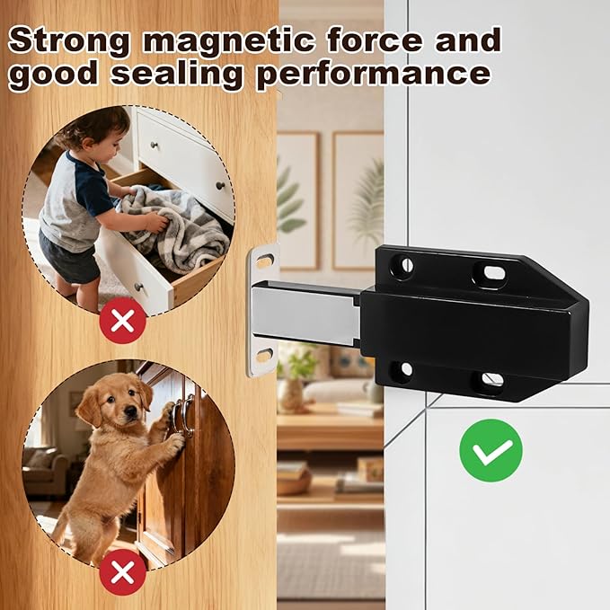 16 Pack Magnetic Push Latch,Heavy Duty Magnetic Touch Latch,for Push to Open Cabinet or Kitchen Drawer, Kitchen Door,on Strong Pop Out (White - 2.7 inch, 16 Pack)