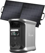 AMPACE Andes 1500 Power Station with 100W Solar Panel, 2400W/1462Wh Solar Generator with 4 AC Outlets, 1H Full Charging, APP Control Emergency Power Station for Home, Camping & RVs