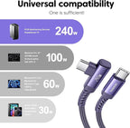 USB C Cable [2Pack, 10ft] 240W Fast Charging Type C Cord, Nylon Braided USB 2.0 Cable for iPhone 17 16 15 Pro Plus Pro Max Air, iPad Pro, Samsung Galaxy S24 S23, Switch, MacBook Pro, Pixel-Purple