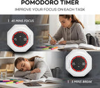Flip Cube Pomodoro Timer - Rechargeable Visual Countdown & Count Up Stopwatch, 7 Preset Intervals, 3 Alarm Modes, Productivity Tool for ADHD, Kids, Study, Work & Kitchen (White)