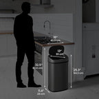 iTouchless 13 Gallon Oval Sensor Trash Can with Odor Filter, Automatic Motion Sensor Kitchen Bin, Slim Curved Soft-Close Matte Black Stainless Steel, Fingerprint-Proof Modern Decor