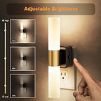 JandCase LED Night Light, Night Lights Plug into Wall, 3000K Soft White, 0-100LM Adjustable Brightness, 180° Rotating Plug in Night Light with Auto Light Sensor for Bedroom Bathroom Hallway