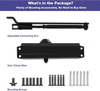 Jayseon Automatic Door Closers Commercial Door Closer for Home, Hydraulic Auto Closers Silent for Residential or Light Commercial, Aluminum Black