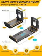 MUAKIOY Soundbar Mount, (2 Sets) Speaker Wall Mount Brackets Under TV, Heavy Duty Sound Bar Shelf Mounting Adjust 3.4" - 5.8" for Samsung, Vizio, Lg, Sony, JBL, Bose and More Hanger Soundbars