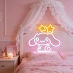 THIIXDAI Cinnamoroll Neon Sign for Room Decor, USB Powered LED Lights with Dimmable, Japanese Cartoon Dog Neon Signs, Cute Night Light Gifts for Children (14.96"L x 12.99"W)