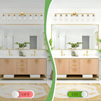 Guliaofo 8-Light Brushed Gold Vanity Lights for Bathroom, Lighting Fixtures Over Mirror with Clear Glass Shade, Modern Kitchen Light Fixtures Wall Lamps Sconce Light - E26 Base