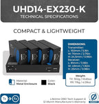 OREI 4K 1x4 HDMI Extender Splitter, Multiple Over Single Cable CAT6/7 4K@60Hz 4:4:4 HDCP 2.2 with EDID Management - Up to 230 Ft - Loop Out - Low Latency