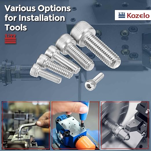 Kozelo 20pcs Socket Head Cap Screws - [M3-0.5 x 60mm] 304 Stainless Steel Allen Socket Drive for Electrical Motor 3D Printing Fan Engine Replacement Use, Silver