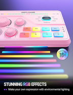 FIFINE Streaming Audio Mixer with XLR Mic Interface & 7.1 Surround Sound, Gaming RGB Mixer for PC/PS4 with Individual Volume Knob, 3 EQ Mode, 48V Phantom Power,Voice Changer-AmpliGame SC8P