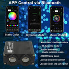 AZIMOM Dual Color 32W Sound Activated Fiber Optic Light Source RGBW Light Box Engine Diver Bluetooth/RF Remote Control Music Sensor Mode for Car Home Star Ceiling Decoration