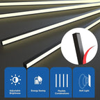 NeatiEase LED Recessed Lighting Kit for Wood Slat Wall Panel, 6 Pcs Self-Adhesive 3000K Warm LED Light with Smart Switch and Adjustable Brightness for Cabinet, Kitchen (2 * 36"+2 * 24"+2 * 16")
