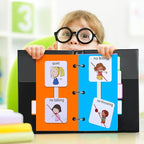 Ctosree 246 Pcs Communication Book Small Tools for Visual Schedule Picture Cards Include 3 Ring Binder Dividers 100 Adhesive Labels 5 Card Dividers for Kids ADHD(Multi Color)