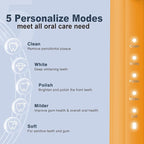 7AM2M Sonic Electric Toothbrush for Adults and Kids, with 8 Brush Heads and Travel Case,5 Modes with 2 Minutes Built in Smart Timer, One Charge Use for 90 Days, Rechargeable Toothbrushes (Orange)