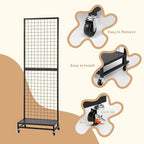 NectaCol Grid Wall Panels, 2'x 6' Gridwall Panel Display Stand with Baseplate, Black Wire Grid Wall Display Rack, Grid Panels for Display, Retail Display Stand - 1 Pack