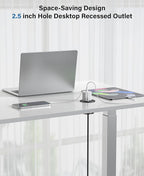 2.5 inch Power Grommet,20W USB-C Charging,1 Outlet with 2 USB C,1 USB Port,Furniture Flush Mount for Desktop,Recessed Power Strip,Workspace Essential Desk Outlet,2PCS (Black, 2 PCS-6FT Cord)
