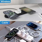 ZealSound Wireless Charging Pad,Triple Wireless Charger Pad Multiple Devices Compatible with iPhone Phone New AirPods Galaxy Buds Ultra-Slim PU Leather Wireless Charging Mat for Smartphone Phone Black