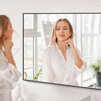 Black Bathroom Mirror for Wall, 55x30 Inch Rectangle Mirrors with Metal Frame, Modern Vanity Wall Mirror Decor for Bathroom Living Room, Entryway Hangs Horizontal or Vertical