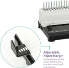 Binditek Binding Machine, 19-Hole, 450 Sheets, Comb Binder Machines with 100 PCS 1/2" Comb Spines, for Letter Size, A5 or Smaller Sizes