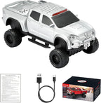 WSTER WS-X65 Pickup Truck Replica Bluetooth Speaker – HD Sound, FM Radio, TWS Stereo, LED Party Lights, USB/TF Playback, Built-in Mic – Cool Portable Car Design Speaker for Outdoors & Home (Silver)