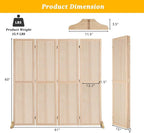 Bonnlo 4 Panel Pegboard Freestanding, 5 FT Portable Display Board Organizer for Craft Show Jewelry, Wooden Folding Privacy Screen Room Divider (with Base, Natural)