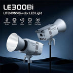 Godox Litemons LE300Bi 300W Bicolor LED Video Light, 58900Lux@1M Studio Light with APP Control, 11 FX Effects, 2800K-6500K 0-100% Brightness Bowens Mount LED(White)