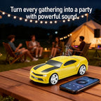 WSTER WS-592 Supercar Design Bluetooth Replica Speaker – Portable Car Model Wireless Speaker with TWS Stereo, FM Radio, LED Party Lights, USB/TF Playback, Hands-Free Calling, Microphone(Yellow)