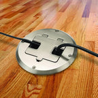 RACO Floor Box Kit 6239ACNI Nickel 15A/125V Duplex Receptacle Outlet with USB Ports, Single Gang Electrical Box for Wood Sub-Floor with 3.1A/5V Type A and C USB Outlet Receptacles for Home Improvement