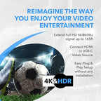 OREI 4K HDMI/USB-C Extender, Over Single Cat6/Cat7 Cable Wall Plate Transmitter 4K @ 60Hz UltraHD with HDR & IR Control - Up to 165 ft