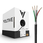 Voltive 14/4 Speaker Wire, in-Wall CL3 & Direct Burial, Black, 250ft - 14AWG, 4 Conductors, Stranded Oxygen-Free Copper, UL Listed - V-1209-3