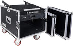 Sound Town High-Quality 1/2” (12mm) Plywood 8U PA DJ Pro Audio Rack/Road ATA Case with 11U Slant Mixer Top, Locking Drawer, 20.2’’ Rackable Depth and Casters (STMR-8D2)
