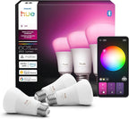 Philips Hue Smart LED A19 Bulb, White & Color Ambiance, E26 Base, 7.2W, Full Spectrum Light 1000K-20000K, 810 Lumens, Dimmable LED Bulbs, Works with Alexa, Google,& Apple Home, 3pk