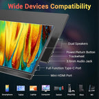 KYY Portable Monitor 15.6'' FHD 1080P USB C HDMI Gaming Monitor Ultra-Slim IPS Display w/Smart Cover & Speakers, Plug&Play, External Monitor for Laptop PC Phone Mac Xbox PS4
