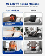 OMASSA Shiatsu Back Massager with Heat-Electric Back Massager for Pain Relief Deep Tissue-Up and Down Rolling Massage Heated Lower Back Massager for Office/Home/Car-Gift for Men Women Parents
