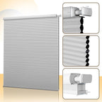 Boolegon No Drill Motorized Cellular Blinds with Remote Motorized Blackout Honeycomb Blinds for Indoor Windows Easy to Install Automatic Cellular Shades for Home,Blackout White,Custom Size