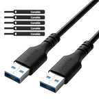 6 ft USB 3.0 Male to Male Cable - Type A, 5Gbps Data Transfer for Hard Drive, Laptop, DVD Player, USB Hub, Monitor, Camera, Set Top Box - Includes 5 Cable Ties