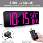XREXS Large Digital Wall Clock with Remote Control, 16.5 Inch LED Large Display Count Up & Down Timer, Adjustable Brightness Alarm Clock with Day/Date/Temperature for Living Room, Bedroom, Office, Gym