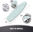 COTTY HOME Extra Thick Ironing Board Covers with Pad Standard Size 15x54, Heat Reflective Full Scorch Resistant Padding, Snug Fit Non-Slip Nose Pocket Fastener Straps Elastic Edges, Green Floral