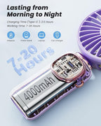 coldSky Portable Handheld Fan, 4000mAh Battery Operated 3 in 1 Multifunction Personal Travel Fans with Digital Display, 90° Foldable Desk Fan with Base, 5 Speed Lash Fan for Makeup/Commute/Office