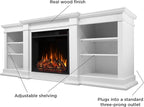 Real Flame Fresno 72" TV Stand with Electric Fireplace in White, Entertainment Center with Electric Fireplace, Living Room TV Stand with Fireplace, fits up to 70" TV
