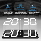 CHKOSDA LED Large Digital Wall Clock, Oversize Wall Clock with 6” Numbers, Remote Control Count up/Countdown Timer Clock, Auto Dimmer, Big Calendar and Thermometer(White)