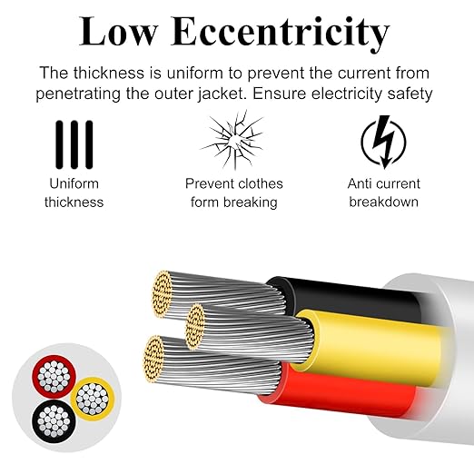 16 Gauge 3 Conductor Electrical Wire, 100FT Low Voltage 16/3 Tinned Copper Stranded 3 Wire Cable, 16 AWG White Flexible Extension Power Cord for Automotive, LED Lamp, Outdoor Landscape Lighting Etc