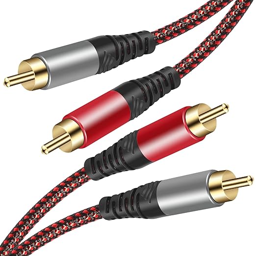 Tiierzon RCA Cable 40Ft,2Rca Male to 2-RCA Male Audio Stereo Subwoofer Cable [Hi-Fi Sound] Nylon-Braided Auxiliary Audio Cord for Home Theater, HDTV, Amplifiers, Hi-Fi Systems,Speakers and etc (40Ft)