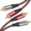 Tiierzon RCA Cable 3Ft,2Rca Male to 2-RCA Male Audio Stereo Subwoofer Cable [Hi-Fi Sound] Nylon-Braided Auxiliary Audio Cord for Home Theater, HDTV, Amplifiers, Hi-Fi Systems,Speakers and etc (3Ft)