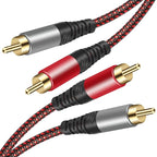Tiierzon RCA Cable 5Ft,2Rca Male to 2-RCA Male Audio Stereo Subwoofer Cable [Hi-Fi Sound] Nylon-Braided Auxiliary Audio Cord for Home Theater, HDTV, Amplifiers, Hi-Fi Systems,Speakers and etc (5Ft)