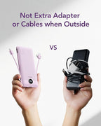 VEGER Portable Charger for iPhone Built in Cables and Wall Plug, 10000mah Slim Fast Charging USB C Power Bank, Travel Essential Battery Pack Compatible with iPhones, iPad, Samsung More Devices(Purple)