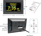 Jaihonda Dementia Clocks for Seniors,7 Inch Clock with Day and Date for Elderly,12 Alarms Option,Auto Dimmable,Large Display Digital Clock with Large Number