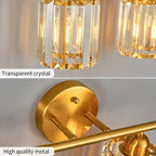 FDPBY Modern 2 Light Crystal Vanity Light, Brushed Gold Vertical Bathroom Light Fixture Over Mirror for Dressing Table Sink, Compatible with Dimmable Bulbs (Bulbs Not Included)