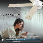 POCHFAN 60 Inch White Ceiling Fans with Lights and Remote Control,Quiet Modern Ceiling Fan for Bedroom,Living Room, Dining Room,Dimmable 3-Color Temperatures 6-Speed