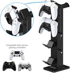 KAFRI RGB Gaming Headphone Stand with 8 Light Modes, Controller Holder for Desk - with Retractable Charger Cable - 2 Outlet Power & 4 Type-C Charging Port for PC Gamer Accessories(Black)