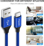 etguuds USB A to USB C Cable 6ft, 2-Pack, 3A Fast Charging Type C Charger Cord for iPhone 17 16 15 Pro Max 16e 17 Air, Samsung Galaxy S25 S24 S23 S22 S21 S20 A17 A16 A56 A55 Flip Fold, Blue